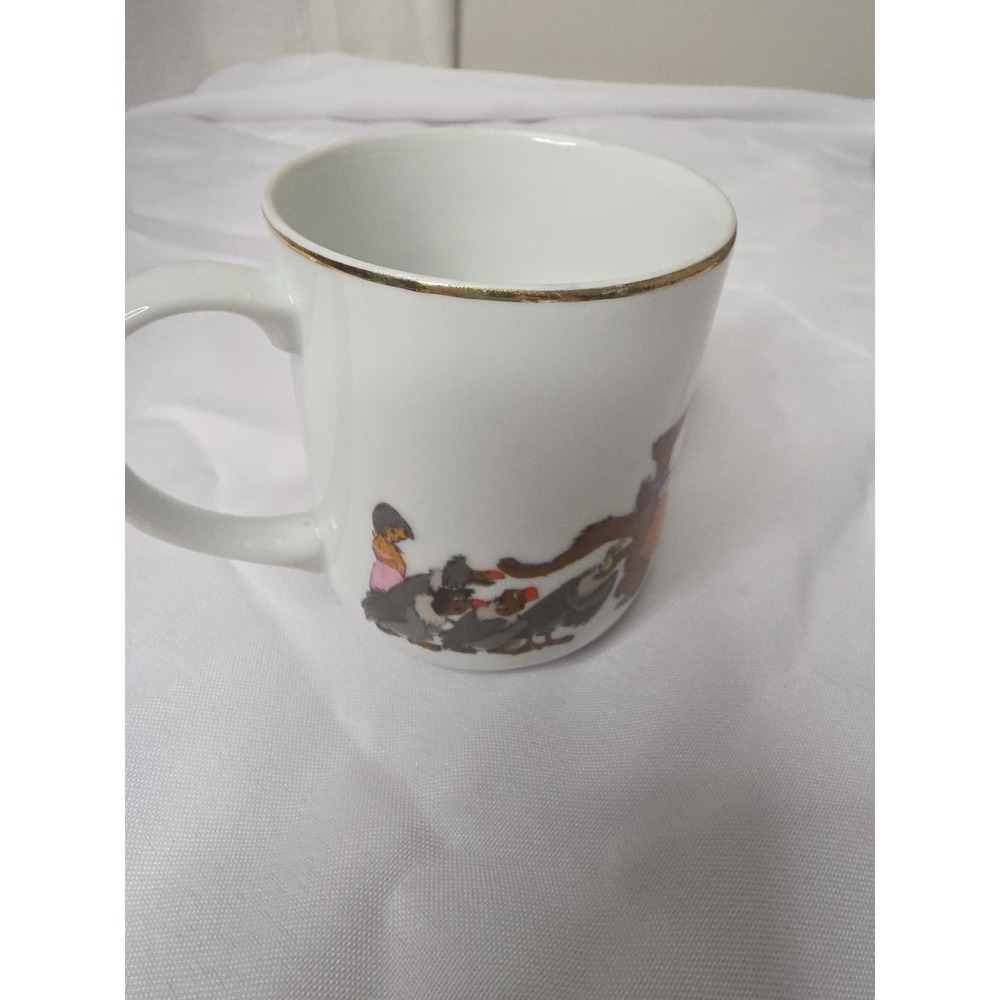 Vintage Walt Disney Productions - Gold Rimmed Jungle Book Coffee Cup Mug - Japan